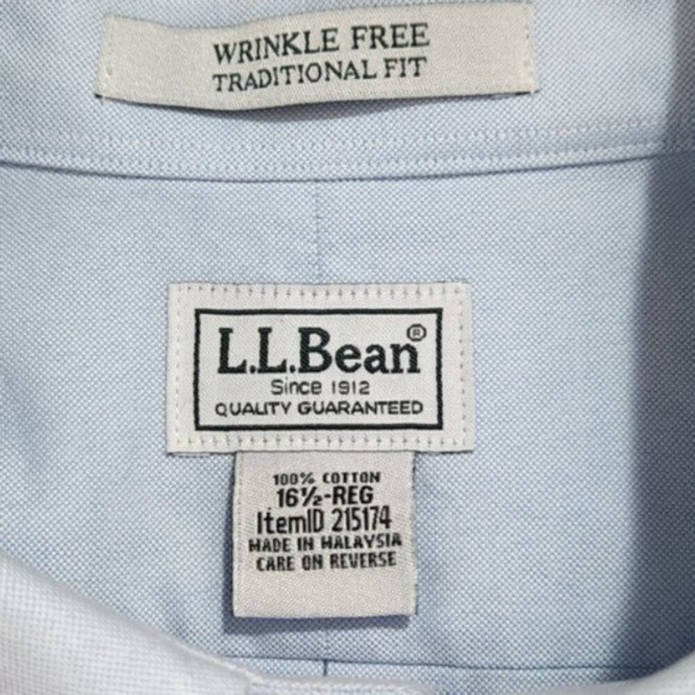 L.L. Bean Blue Short Sleeve Oxford Shirt - Picture 4 of 7